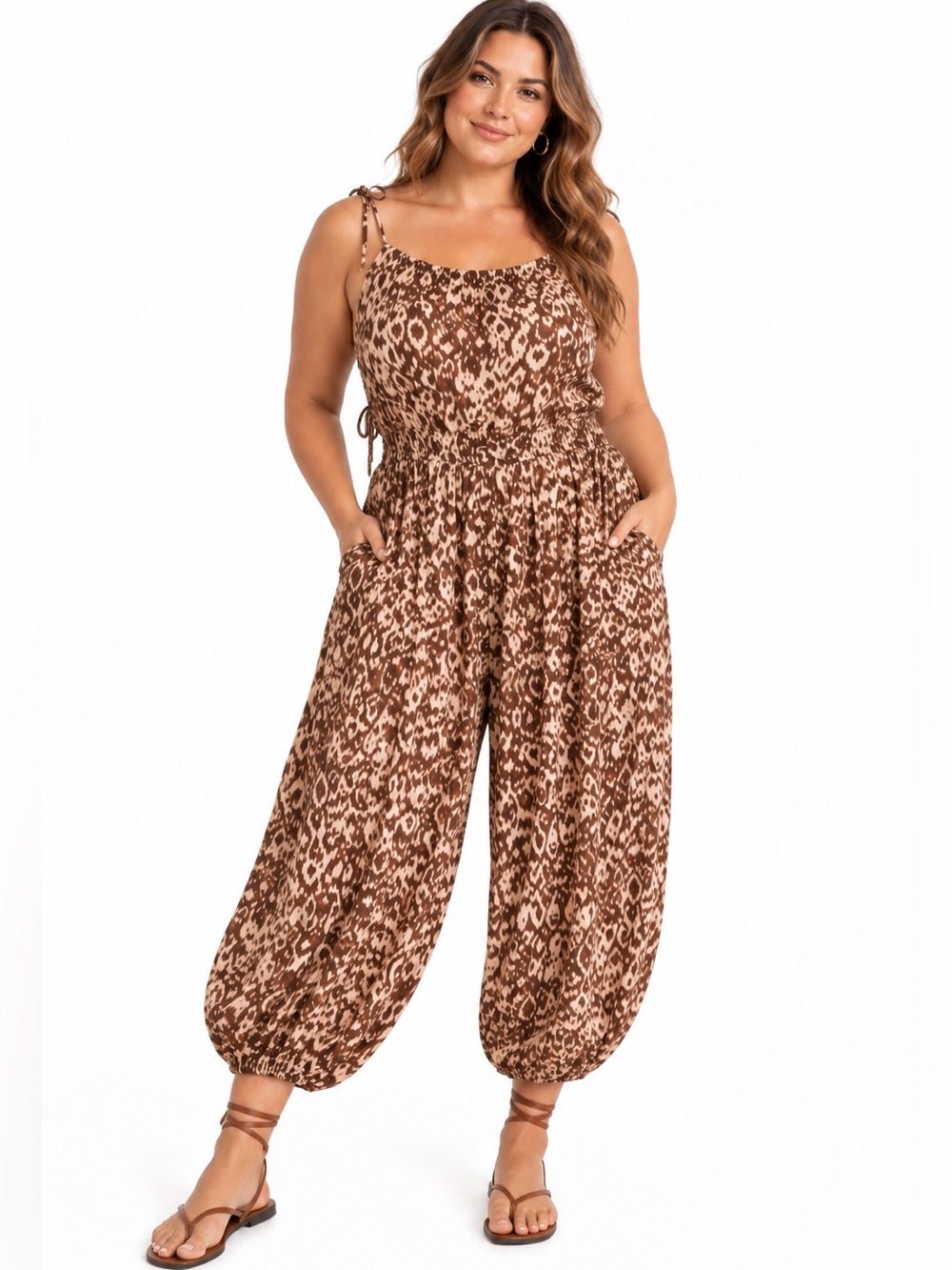Anthropologie Baggy Printed Jumpsuit Open Back Plus Size Size 3X